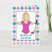 Carte Dessin Drôle Femme De Golf Dit Sassy Anniversaire (Devant)