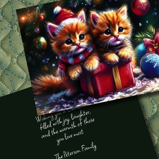 Carte Dessin dur Pastel Kittens de Noël
