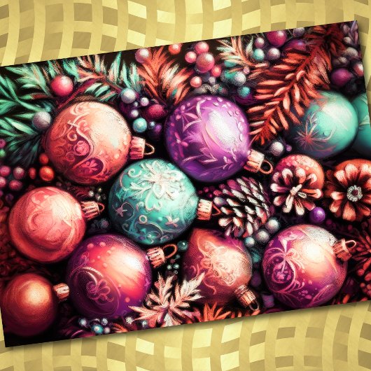 Carte Dessin dur Pastel Motifs de Noël Purple Pêche