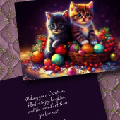 Carte Dessin dur Pastel Noël 2 Chatons Ornements