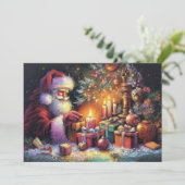 Carte Dessin dur Pastel Noël Fête du Père Noël (Debout devant)