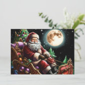 Carte Dessin dur Pastel Noël Père Noël à Sleigh (Debout devant)