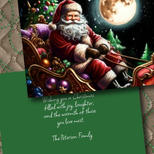 Carte Dessin dur Pastel Noël Père Noël à Sleigh