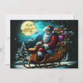 Carte Dessin dur Pastel Noël Père Noël dans Sleigh 2 (Devant)