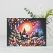 Carte Dessin dur Pastel Scène de Noël (Debout devant)