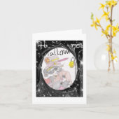 Carte Dessin Éffrayant d'Halloween encadré (Fleur jaune)