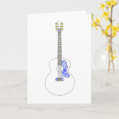 Carte Dessin en ligne simple Guitare acoustique Cool Mus (Fleur jaune)