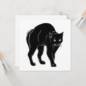 Carte Dessin en silhouette de chat noir à rallonge d'Hal (Devant/Arrière en situation)