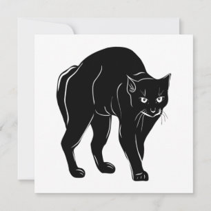 Carte Dessin en silhouette de chat noir à rallonge d'Hal