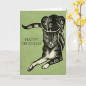 Carte Dessin ennuyé de chat - joyeux anniversaire ou (Fleur jaune)