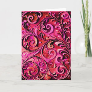 Carte Dessin floral Art Nouveau Rose Rouillée