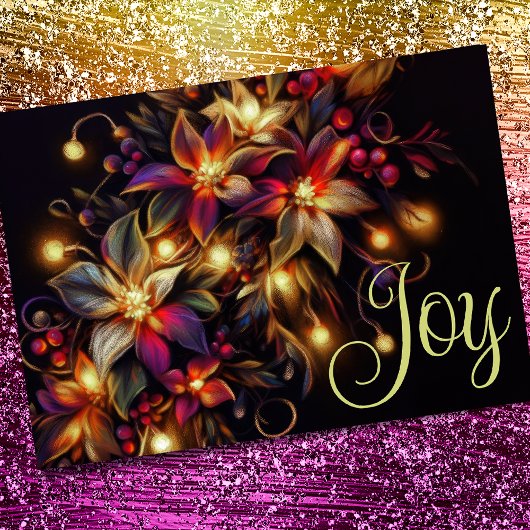 Carte Dessin floral Noël Fête Florale Joie