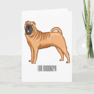 Carte dessin humoristique chinois de chien Shar-Pei