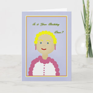 Carte Dessin humoristique d'anniversaire de la Dame Jaun
