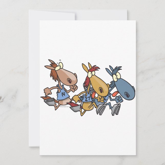 Carte dessin humoristique de course à cheval (Devant)