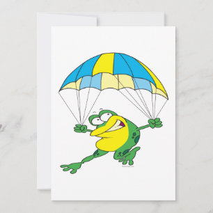 Carte dessin humoristique de grenouille fourreuse parach
