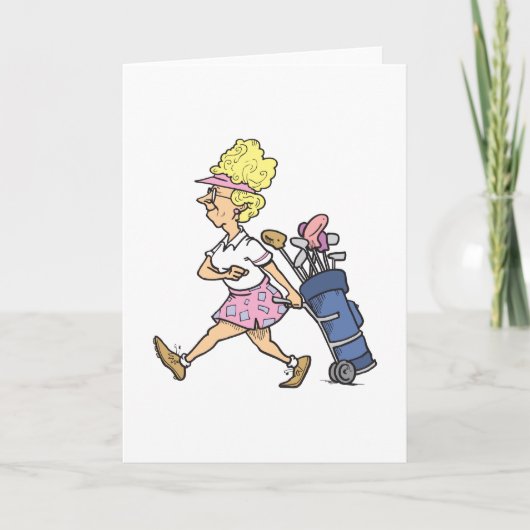 Carte dessin humoristique de lady golfer (Devant)