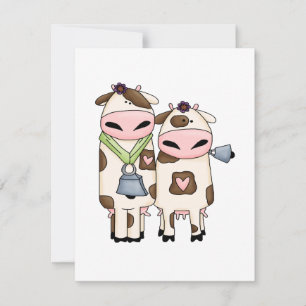 Carte dessin humoristique du couple de vache moo