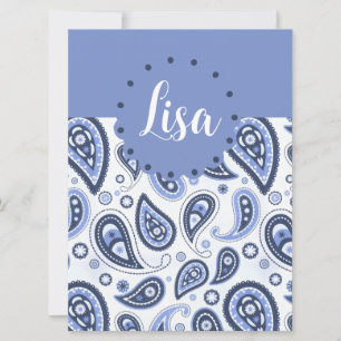 Carte Dessin imprimé paisley floral bleu complexe