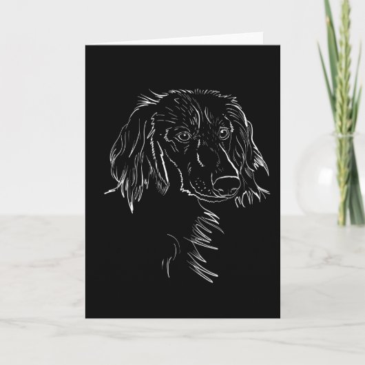 Carte Dessin long Haied Dachshund Chien (Devant)