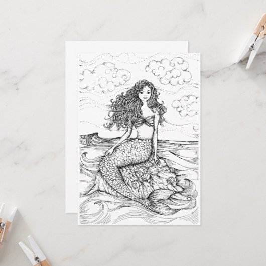 CARTE DESSIN MERMAID (Devant/Arrière en situation)