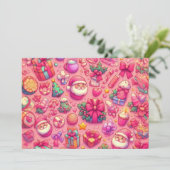 Carte Dessin Motifs de Noël rose (Debout devant)