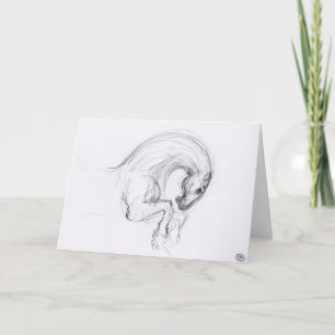 Carte Dessin original 4 Horse Year Zodiac Grey Card