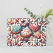 Carte Dessin Pastel Dessin Noël Motif de vacances Cookie (Debout devant)