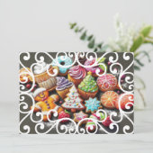 Carte Dessin Pastel Dessin Noël Motif de vacances Cookie (Debout devant)