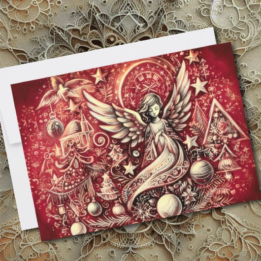Carte Dessin Pastel dur Ange de Noël