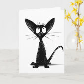 Carte Dessin personnalisé de chat oriental noir et blanc (Fleur jaune)