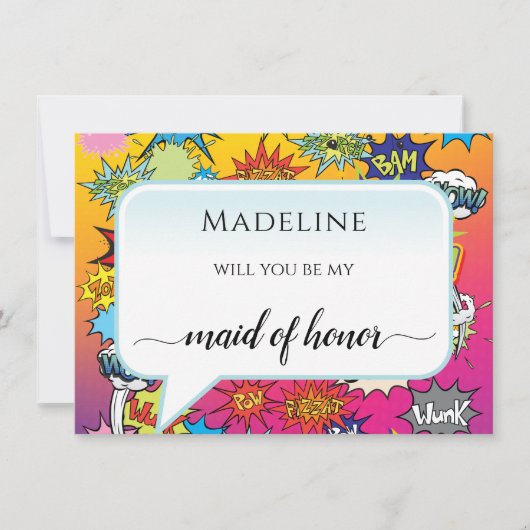 Carte Dessin Pop 💥 🎨 Mariage Graffiti Maid of Honor (Devant)