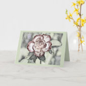Carte Dessin vintage blanc, roux, rose rouge (Fleur jaune)