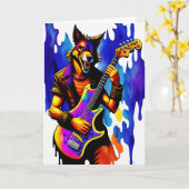 Carte Dessin Werewolf Musicien Halloween (Fleur jaune)