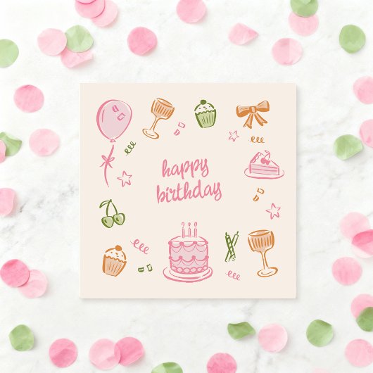 Carte Dessins fantaisistes Joyeux Anniversaire