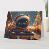 Carte Dessous de verre noir à rouleaux de chat Noël (Devant)