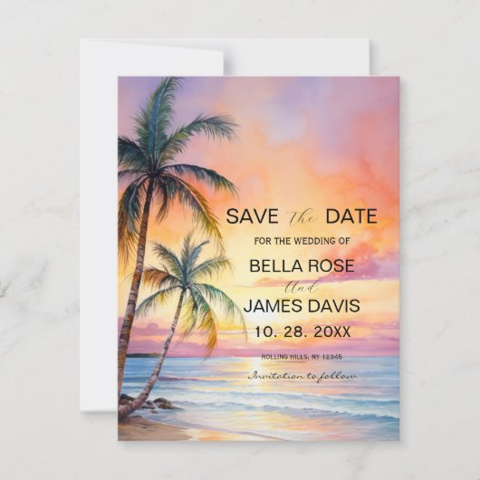 Carte Destination Sunset Beach Wedding (Devant)