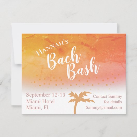 Carte Destination Tropicale Bachelorette Party Invitatio (Devant)