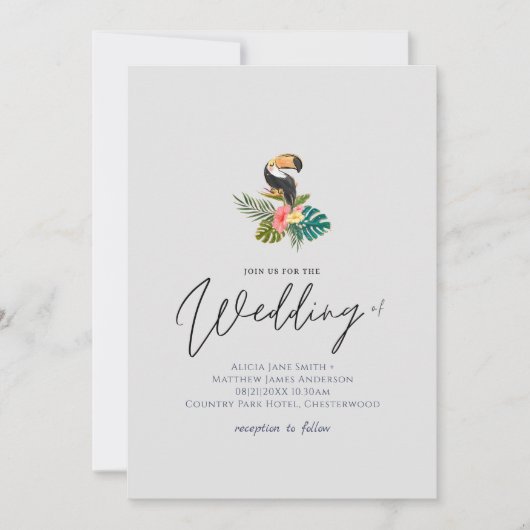 Carte Destination tropicale Mariage Toucan (Devant)