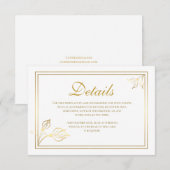 Carte détail florale de mariage de feuille d'or de (Devant / Derrière)