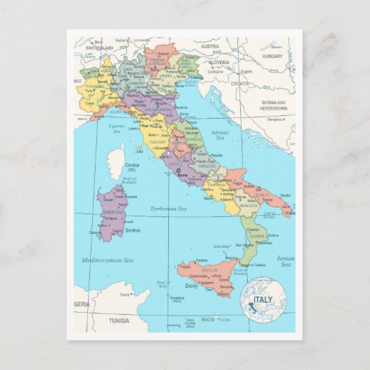 Carte détaillée de l'Italie (Devant)