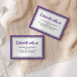 Carte détaillée du Bat mitzvah de la Glittery Purp<br><div class="desc">Cette carte d'encart branchée présente des lettres audacieuses sur le devant avec un look superposé en parties scintillant argentée et blanc,  et un dos de couleur solide. Ajoutez votre texte à l'aide du formulaire modèle. Modifiez la police,  la disposition et les couleurs à l'aide de l'outil de conception.</div>