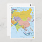 Carte détaillée du continent asiatique (Devant / Derrière)