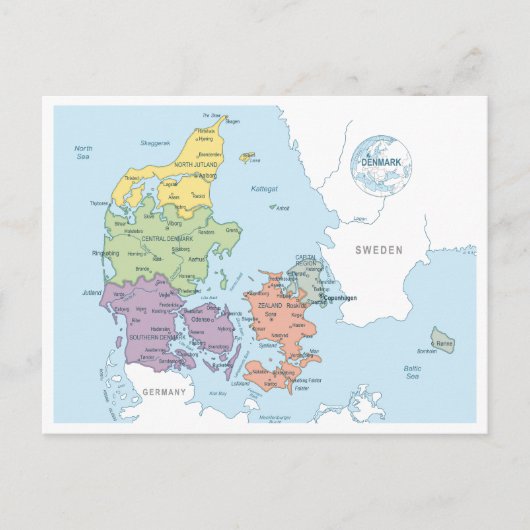 Carte détaillée du Danemark (Devant)
