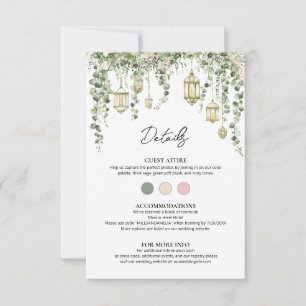 Carte Détails de Lanterne Eucalyptus Vert Sauge et Blush