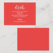 Carte Détails de l'hébergement en rose foncé et or (Devant / Derrière)