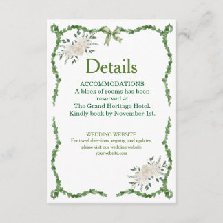 Carte Détails de mariage botanique à la verdure émeraude