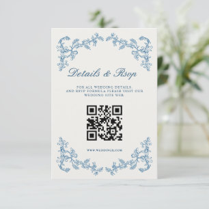 Carte Détails de mariage royale argent ancien bleu vinta