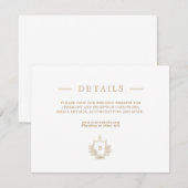Carte Détails du Mariage blanc et or chic (Devant / Derrière)