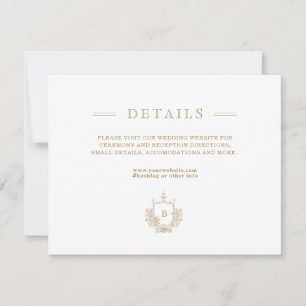 Carte Détails du Mariage blanc et or chic